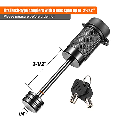 Czc Auto Trailer Tongue Coupler Lock, Dia 1/4 Inch, 2-1/2 Inch Span Fits Latch-Type Coupler For Towing Boat Truck Rv Car Trailer #TOP1