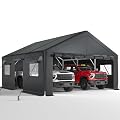 REIBII 20x20 FT Heavy Duty Carport Canopy, Drive-Through Portable Garage with Roll-up and Removable Sidewalls, All-Weather Protection Outdoor Storage Tent for Car, Motorcycle, Boat, Bike, SUV, RV