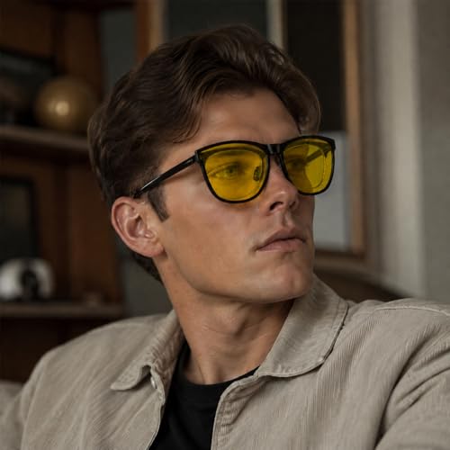 Image of Clip on Anti Blue Light Filter Glasses UV Blocking Anti Eye Strain Unisex (Night Driving Yellow B)