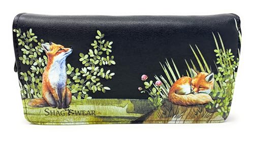Shag Wear Fox Family Large Animal Wallet for Women and Teen Girls Vegan Faux Leather 7" Black2