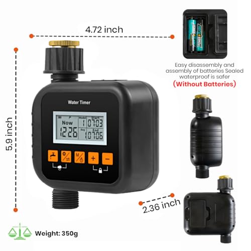 Image of HASTHIP Smart Water Hose Timer - Automatic Drip Irrigation System with LCD Digital Display for Outdoor Garden Watering System and Plant Watering Devices for Efficient Irrigation Control