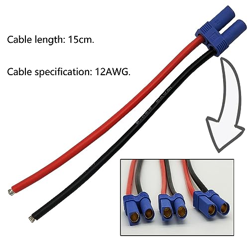 2 pares adaptador conector EC5 macho y hembra con cable miniatura 6