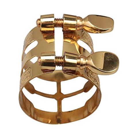 Yibuy Gold Plated Double Screws Alto Saxophone Mouthpiece Ligature Cover