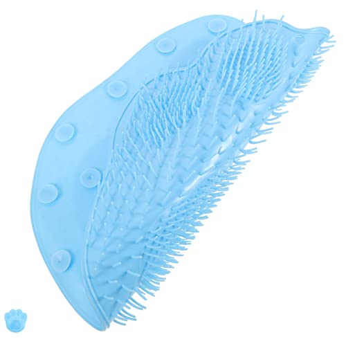 DONFAMDS Anti-Slip Bathroom Shower Foot Mat with Suction Cups, Blue Back Scrubber for Massage and Exfoliation, Non-Slip Bath Mat Suitable for Home Shower and Bathing Use