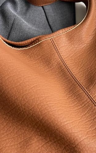 Casual PU Leather Bags Women Brown Shoulder Bag Cute Crossbody Purse Retro Satchel Tote Handbag4