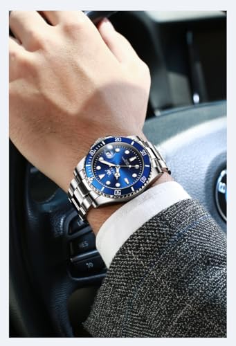 Image of OLEVS Watches for Men,Classic Luxury Big Face Men Watches, Silver Dress Stainless Steel Men Wrist Watch with Luminous Analog Relojes para Hombres
