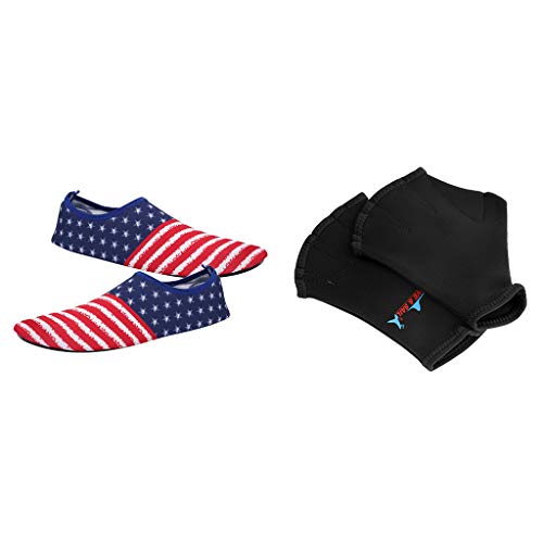 Luvas de mergulho com teia de mergulho da Menolana e 1 par de meias de surfe para piscina e água