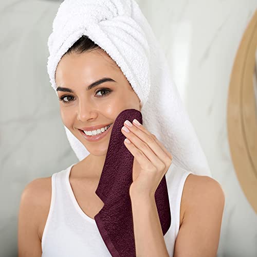 Image of Utopia Towels 24 Pack Cotton Washcloths Set, 100% Ring Spun Cotton, Premium Quality Flannel Face Cloths, Highly Absorbent and Soft Feel Fingertip Towels, Burgundy
