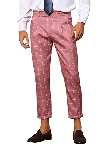 Lars Amadeus Plaid Dress Pants for Men's Cropped Ankle Length Business Trousers