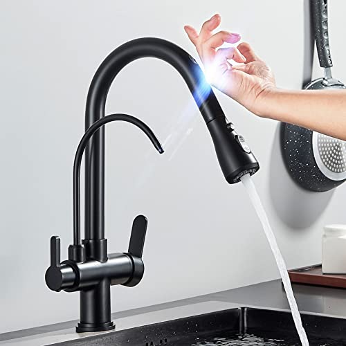 Grifo de cocina 360 negro mate para purificar agua directamente en el fregadero de tu hogar
