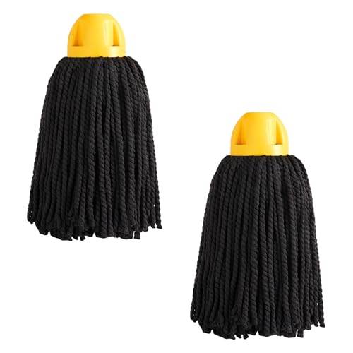 MAYA Fregona MAX Pro. Limpieza Eficiente y Duradera para Superficies Lisas. 100 % Microfibra. Extra Absorbente y Escurrefacil. Rosca Universal. Pack de 2 Fregonas (Casquillo Amarillo)