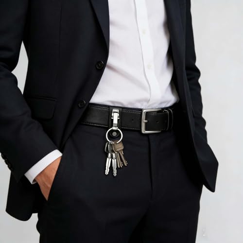 Liangery Keychain for Men, Belt Keychain Leather Belt Loop Key Holder Belt Key Chain Clips with Detachable Keyring for Men