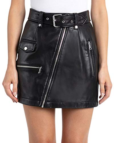 Black Leather Moto Biker Mini Skirt