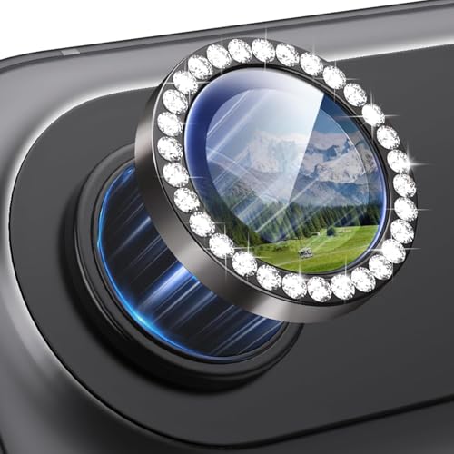Image of CLITZ for iPhone 17 Air Camera Lens Protector Bling, Individual Diamond Metal Ring with 9H Hardness, Scratch-Proof Camera Screen Protector, Stylish Accessories, Case Friendly (Black)