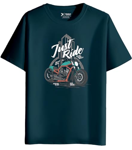 Image of XENOVAURBAN Men's Regular Fit Printed Round Neck Cotton T-Shirt | Graphic Printed Casual Wear Unisex Fit XS to 3XL Tshirt RN-BIKE2