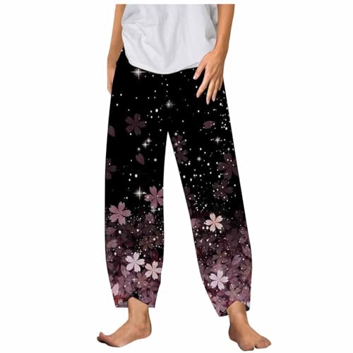 Linen Pants Women Petite 2025 Summer Casual Cotton Wide Leg Drawstring Elastic Waist Capris Crop Slacks Ankle Length Trendy Cargo Pajamas With Pockets