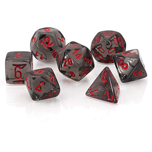 Chessex Dice Translucent: 7pc Smoke/Red