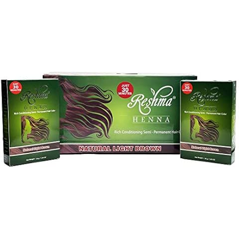 Reshma Beauty 30 Minute Henna Hair Color | Infused with Natural Herbs, For Soft Shiny Hair | Henna Hair Color/Dye, 100% Gray Coverage | Semi Permanent Ayurveda Hair Products (Light Brown, Pack Of 12) Cover