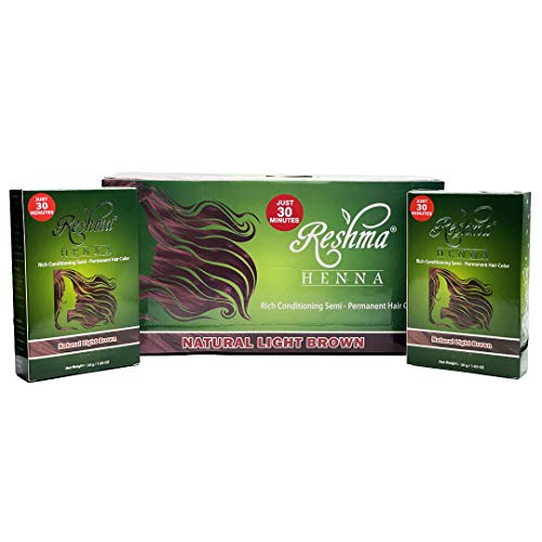 Reshma Beauty 30 Minute Henna Hair Color Infused with Goodness of Herbs (Light Brown, Pack Of 12)