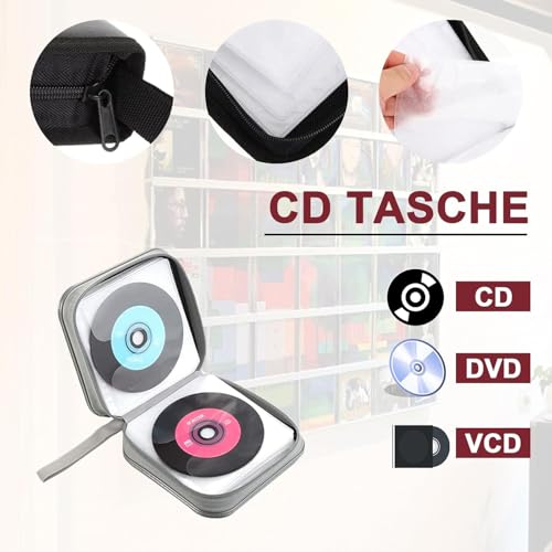 Ruikcoll Torba na płyty CD, DVD, torba do przechowywania płyt CD do domu i samochodu, na 40 dysków, niebieska