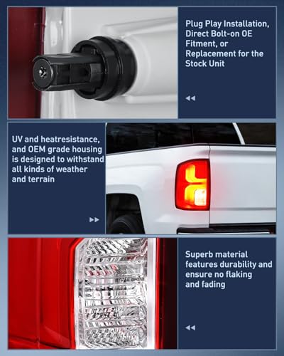 Image of Nilight Taillight Assembly Compatible with 2016 2017 2018 Chevy Silverado 1500 LED Models Tail Light OE Style Rear Outer Lamp Replacement Driver Side