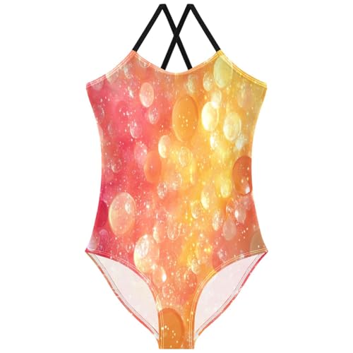 Pigsaly Girls One Piece Swimsuits Candy Sweet Coral Yellow Pink Gradient Glitter Kids Cross Back Swimwear Bathing Suit 3T