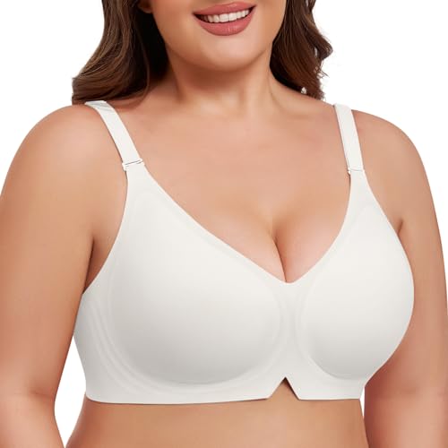 Niwicee Sujetadores sin Aros Mujer Talla Grande Sujetador sin Costuras con Relleno Bralette Suave Comodos Sujetadores Cobertura Completa Camiseta Sostenes Básico(Blanco,3XL)