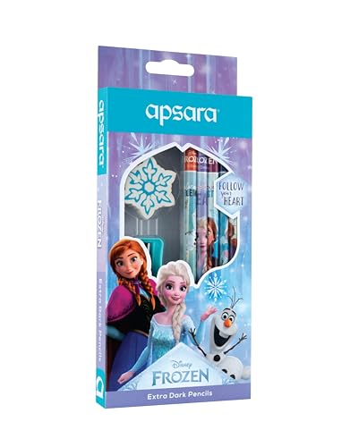 Image of Apsara Disney Frozen-2 Pencils | Disney Pencils & Super Fun Pencils |Use for Kids, School & College Students | Extra Dark & Good Handwriting | Free Sharpener & Eraser (Pack of 10)
