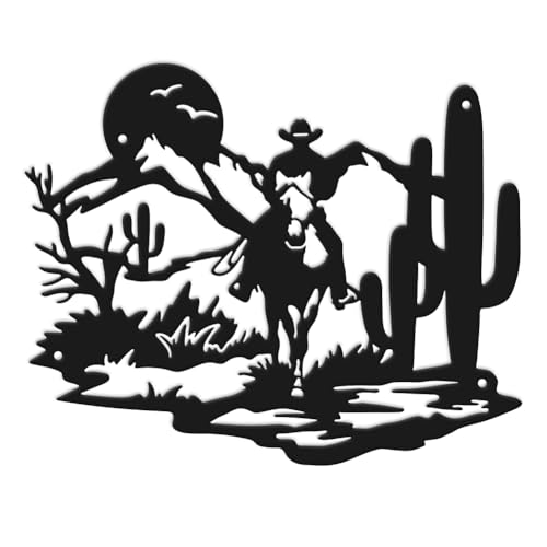 SUPERDANT Metall-Wandkunst, Western-Cowboy, Wüstenkunst, rustikale Natur-Wanddekoration, Heimdekoration, Schlafzimmer, Büro