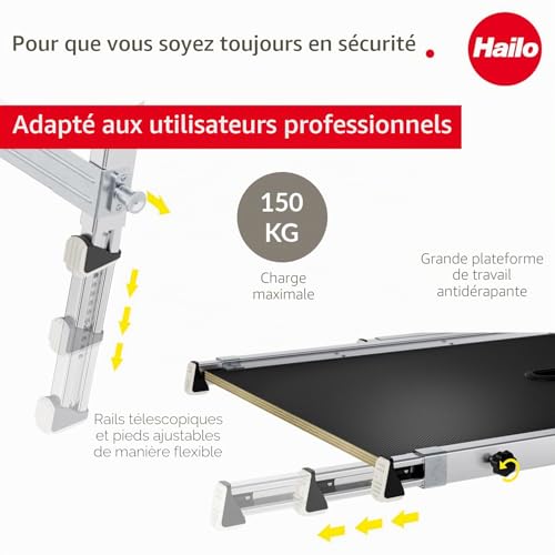 Plateforme de Travail pour escalier en Aluminium Hailo TP2 Pro – vue 3