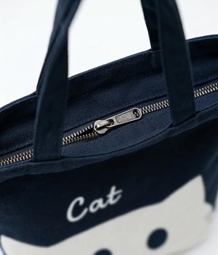 Image of Canvas Tote Bag with Zipper for Women| Inside Pocket | Cotton College Shoulder Bag | Stylish Travel Sling & Handbag for Daily Use