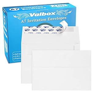 ValBox 5×7 Envelopes for Invitation 100 Qty A7 Envelopes Self Seal White, Printable Paper Envelope for 5×7 Cards…