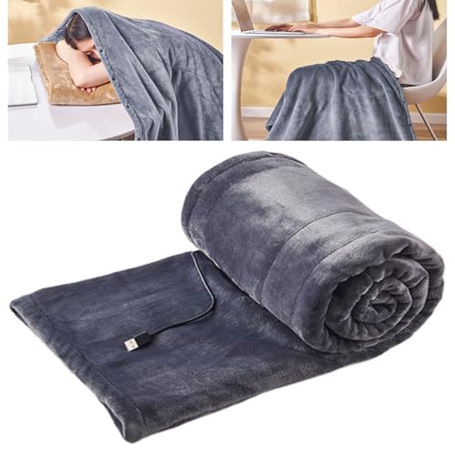 Couverture Chauffante, Portable USB Rechargeable Plaid Chauffant, Flanelle Doux Confortable,
