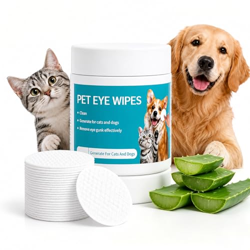 BSolus Pet Eye Wipes 100 Count Tear Stain Cleaning Pads for Dogs & Cats Pre-Soaked Unscented Gentle Cleansing Ideal for Sensitive Eyes