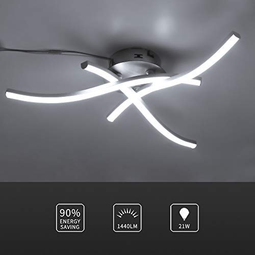 Prenine Luz de techo LED, luz de techo de 3 puntas, lámpara de onda, ahorro moderno de energía, cocina de la sala de estar del dormitorio