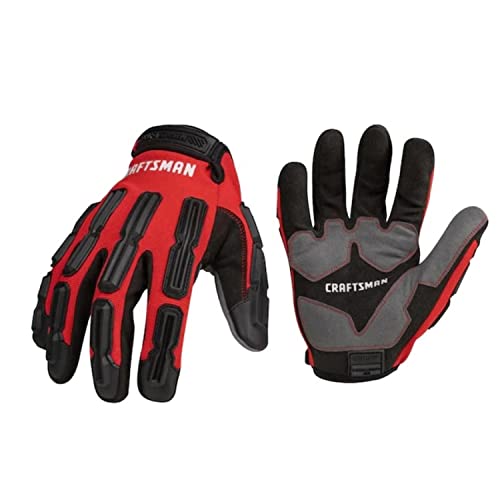CRAFTSMAN Vibration Protection Work Gloves, Anti-Shock Impact Protection, Adjustable Cuff, Large (2-Pack)