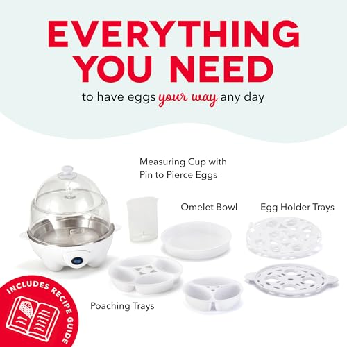 Image of Dash Deluxe Egg Cooker - Boiler, Poacher & Steamer - Includes Measuring & Recipe Guide - Dishwasher Safe - BPA Free - Holds 12 Eggs, White