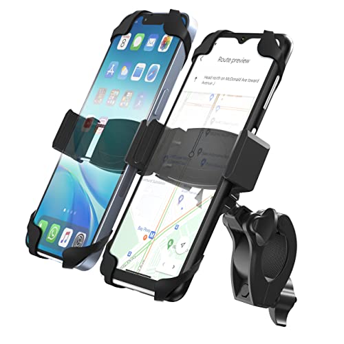 ENCASED Dual Bike Phone Mount, Adjustable Phone Holder for 2 Cellphones, Universal fit for Bicycle/Motorcycle/Electric Bike for iPhone and Android Phones