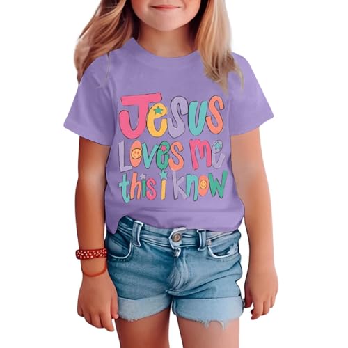 Image of BINTEHGS Jesus Shirts for Kids Christian Graphic Tees for Girls Religious God Tshirts Inspirational Bible Verse Cute T-Shirts