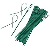 DIYEAH Bridas para Jardinería Reutilizables de Plástico Verde, 100 Unidades (50 Largas 17 Cm 50 Cortas 13,5 Cm), Hebillas para Fijación de Plantas Trepadoras, Soporte Ajustable