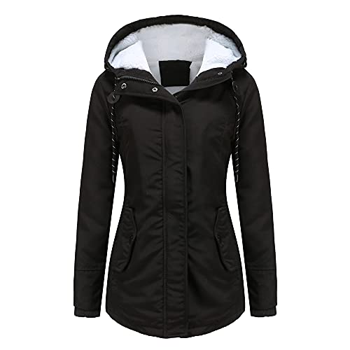 Manteau femme hiver chaud élégant veste à capuche mi-longue
