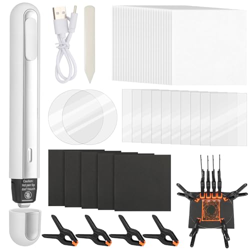 LemonRoad 52 Pcs Trade Card Flattening Kit Sports Card Repair Care Cleaning Tools Include 1 Thermal Pen 2 Clear 6 Acrylic Sheets 8 Plastic Clamps 5 Pads 1 Bone Folder 10 PC Sheets 25 Heat Paper