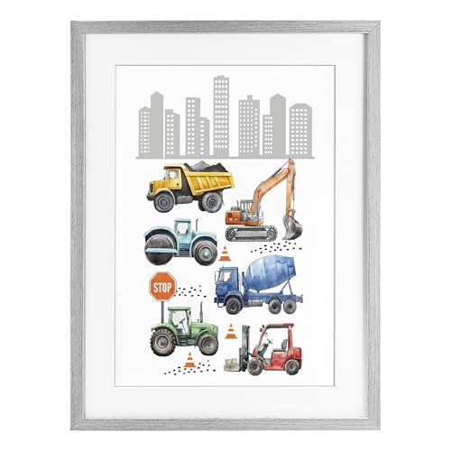 Affiche encadrée sous verre facile à accrocher et robuste Stupell Industries gris