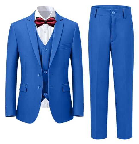Image of Boys' Formal Suit 5 Piece Slim Fit Suits for Boy Kids Tuxedo Toddler Wedding Ring Bearer Outfit Teen Communion Dress