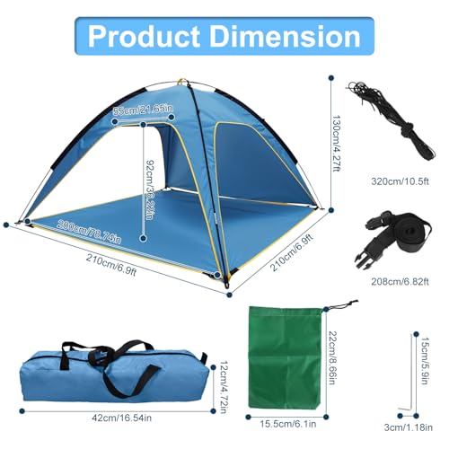 Carpa impermeable para playa, 4-6 personas, 3 puertas miniatura 5