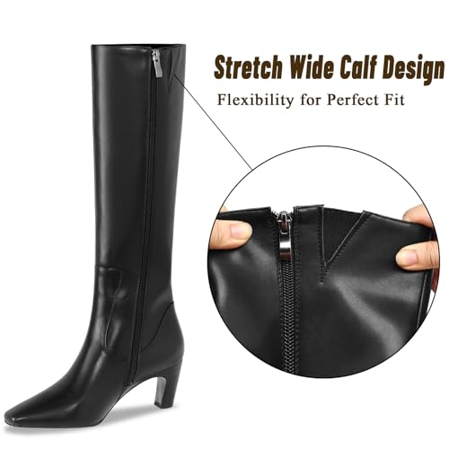 Knee High Boots Women Square Toe Tall Boots Chunky Block heels Long Boots Side Zipper Dress Fashion Boots2
