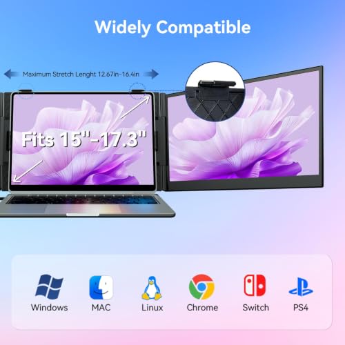 Image of Laptop Screen Extender 15.3 inch Triple - One Cable Connection Portable Monitor Ultra-Light & Ultra-Slim 2.74lbs 1200P FHD IPS Extra Screen for 13 inch-17.3 inch Laptops Compatible with Wins /Mac /Android /Chrome