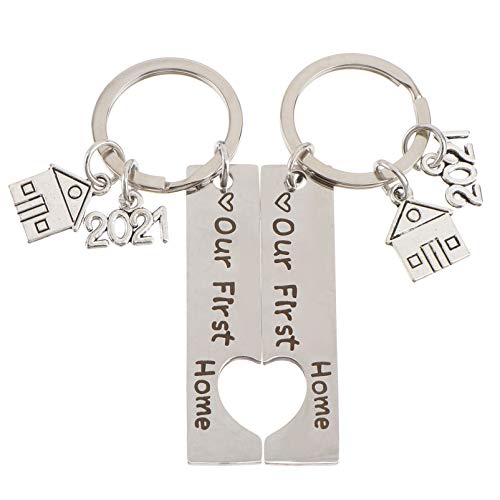 Chaveiro Amosfun 2 peças Our First Home Chaveiro 2021 Presentes de boas-vindas novos proprietários d
