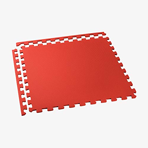 We Sell Mats 3/8 Inch Thick Multipurpose Exercise Floor Mat with EVA Foam, Interlocking Tiles, Anti-Fatigue for Home, or Gym, Red, 48 Sq Ft
