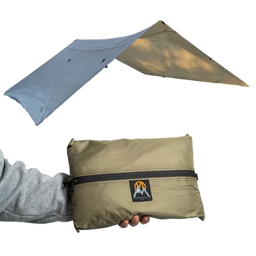 VIAM Outdoors Timberline Desert Tan Tarp: Waterproof Camping Tarp for Hunting, Glassing, Hammock Rain Fly, Ultralight Backpacking Gear Sun Shelter & Heavy Duty Outdoor Protection